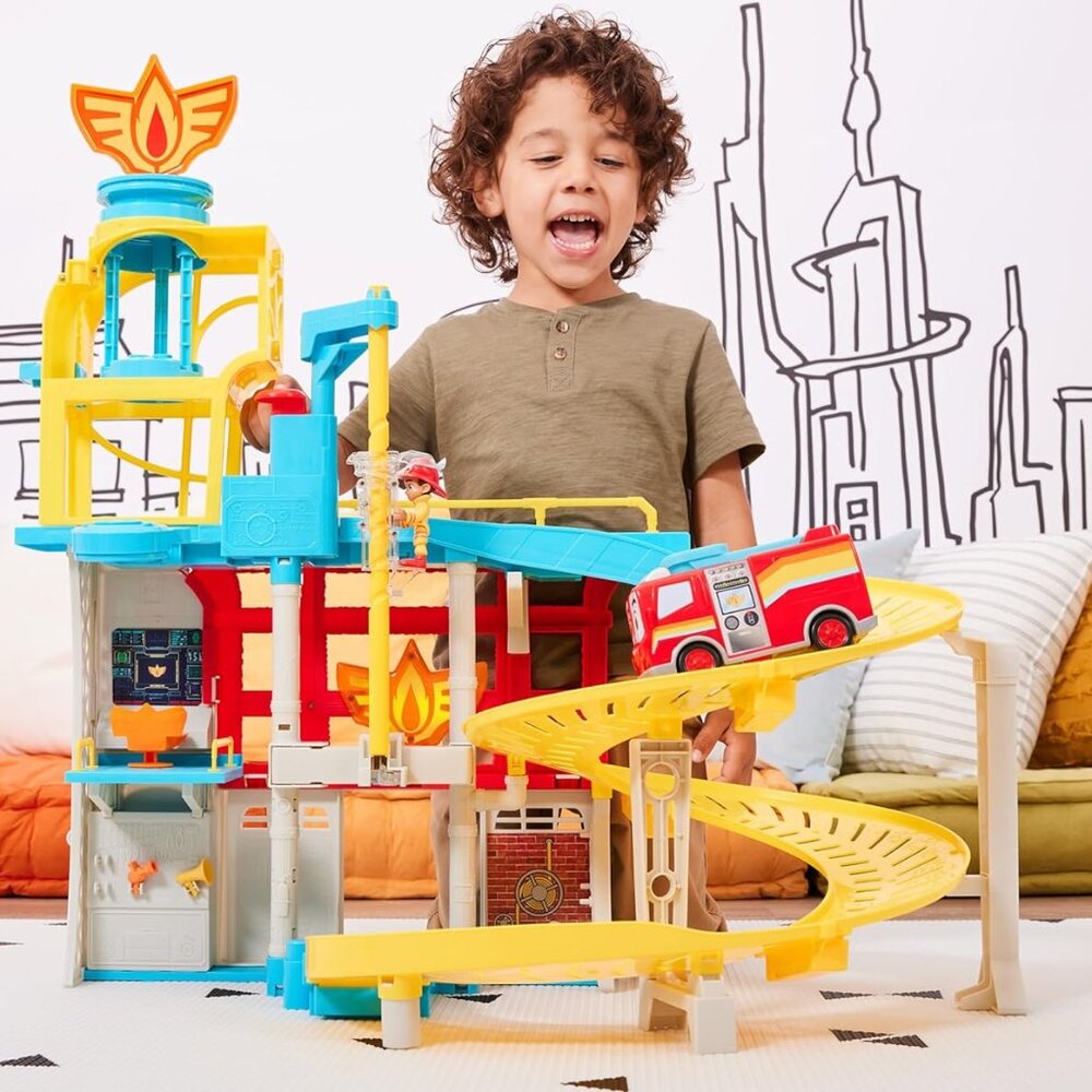 Disney Junior Firebuds HQ Playset with Lights, Sounds, Fire Truck Toy